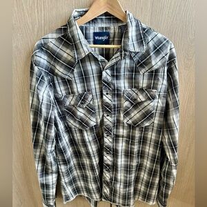 Wrangler Black and White Striped Snap Shirt | XL EUC